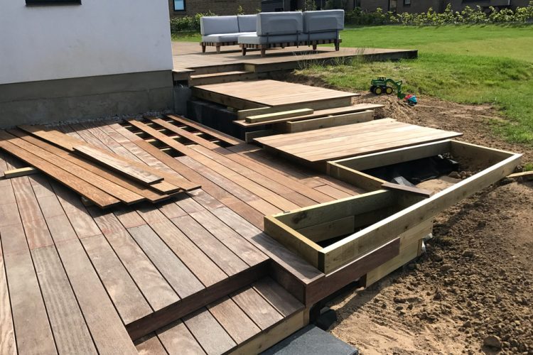 Private project - a wooden multi-level deck build with GroundPlug® TwisterTM Screw Piles. The client also uses the storm screws for their trampoline.